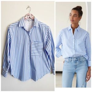 AYR The Deep End Blue Striped Button Front Shirt! Small S